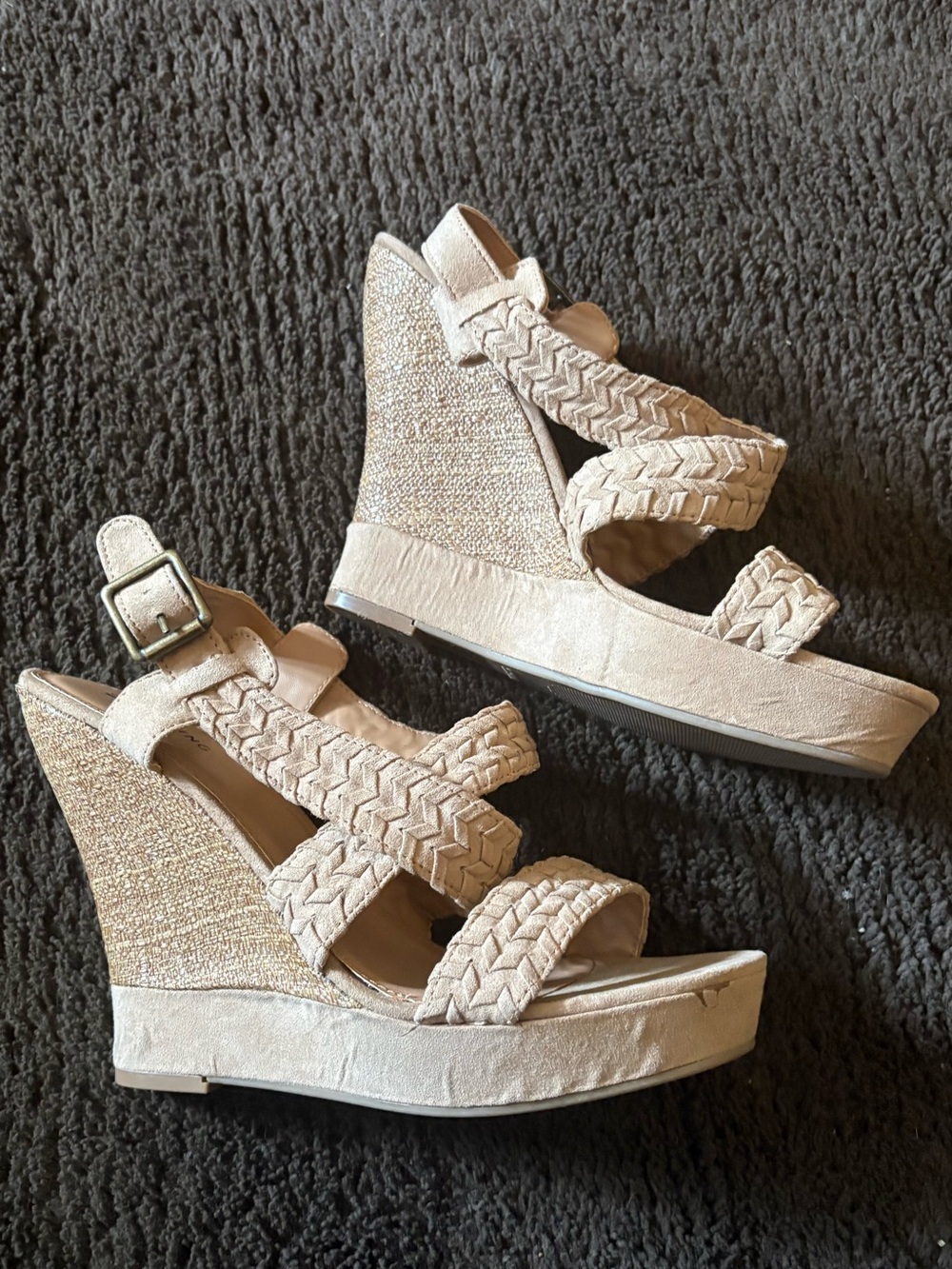 Call It Spring Braided Beige Wedge Sandals **Size is 11, fits more like a 10**